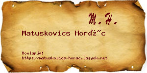 Matuskovics Horác névjegykártya